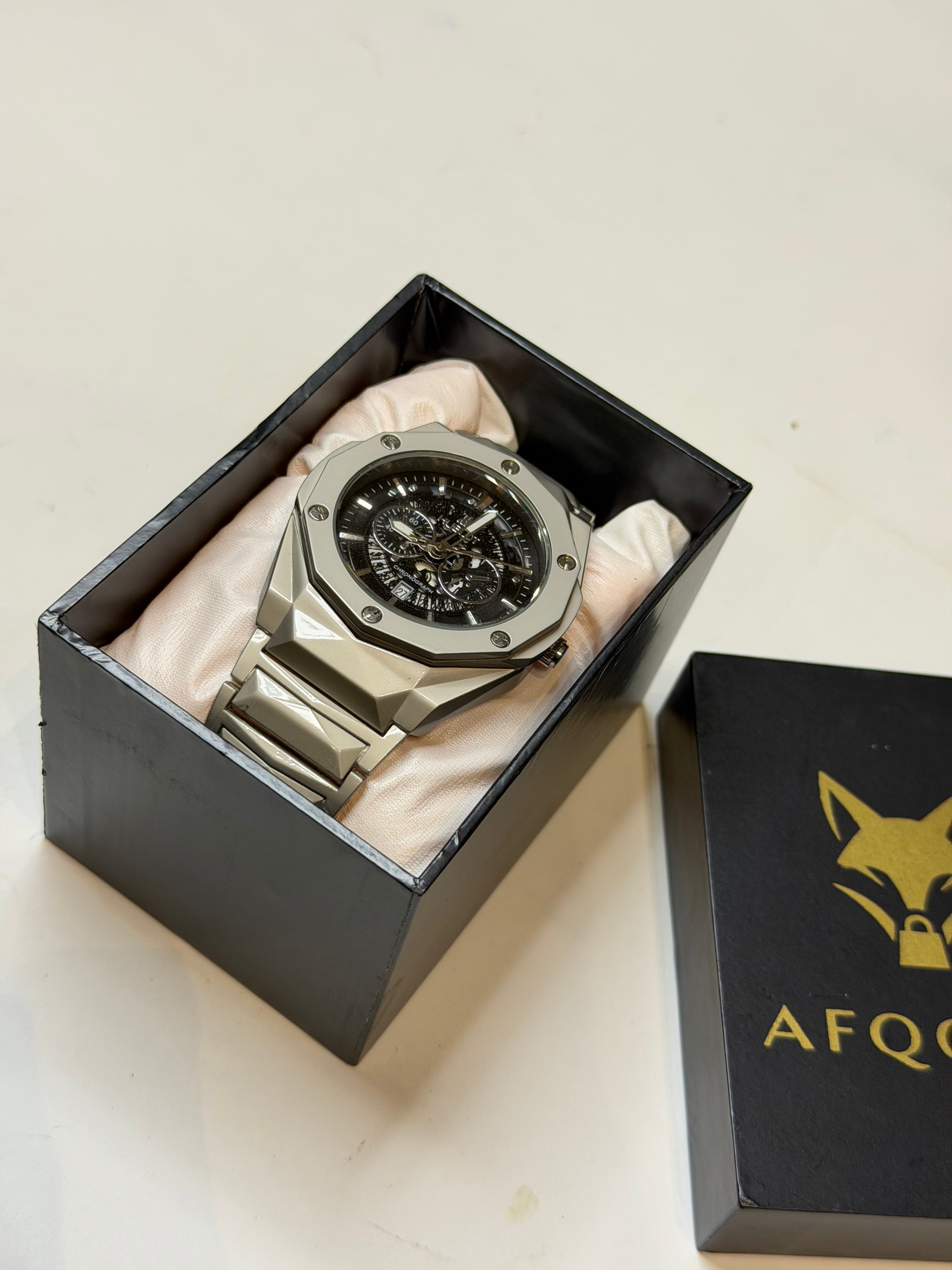 Hublot Silver/Black Chronograph Watch