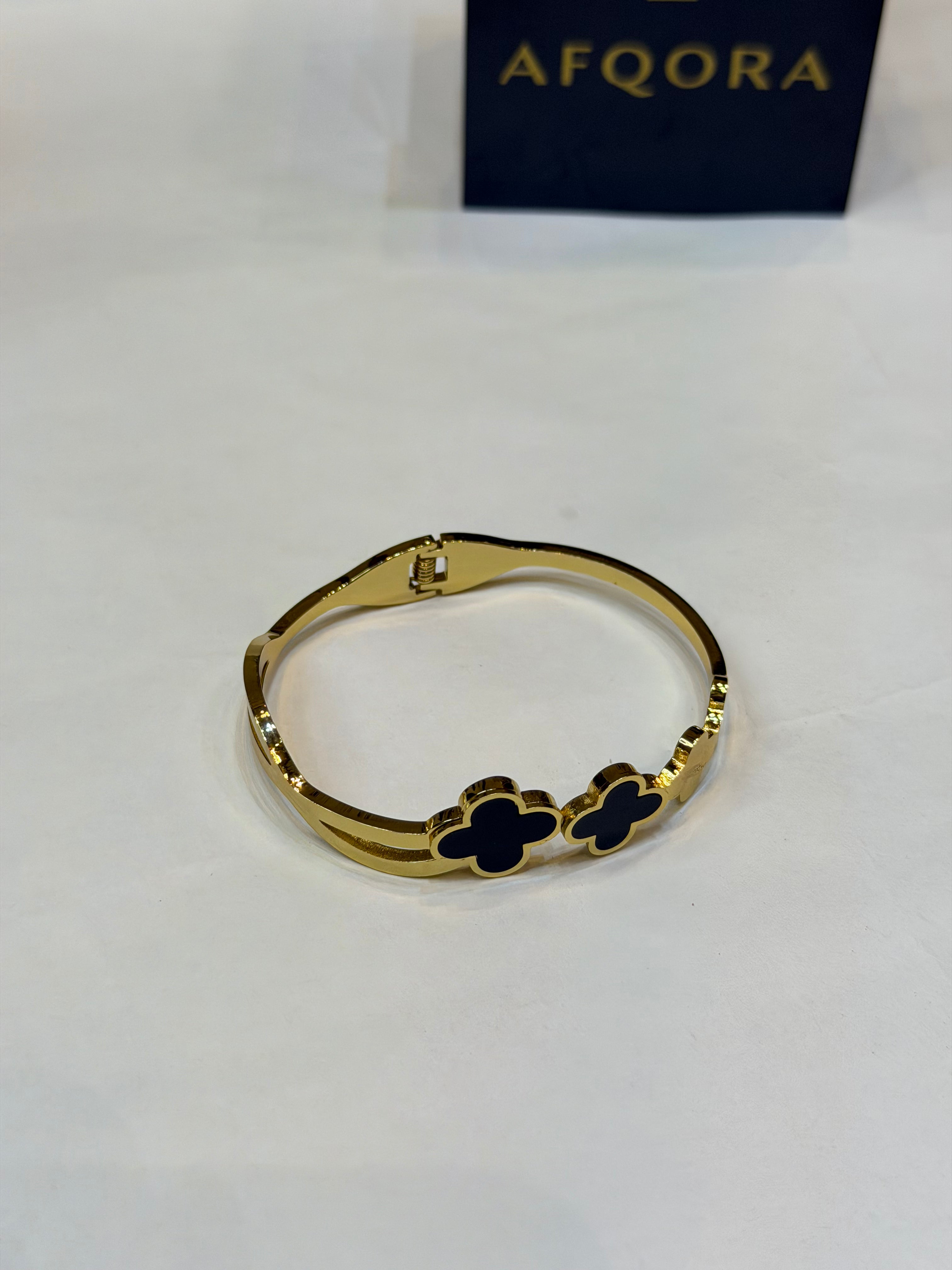 Four-Leaf Clover Bangle Bracelet
