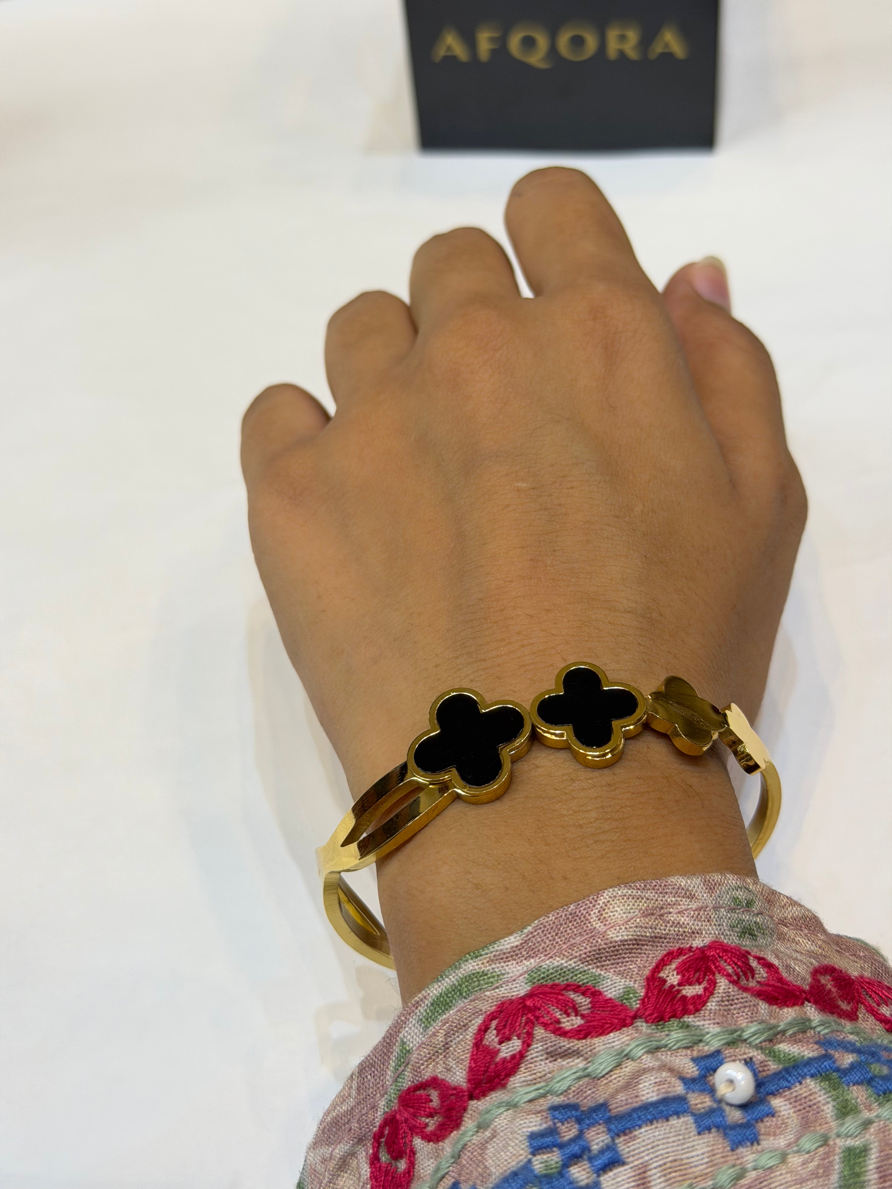 Four-Leaf Clover Bangle Bracelet