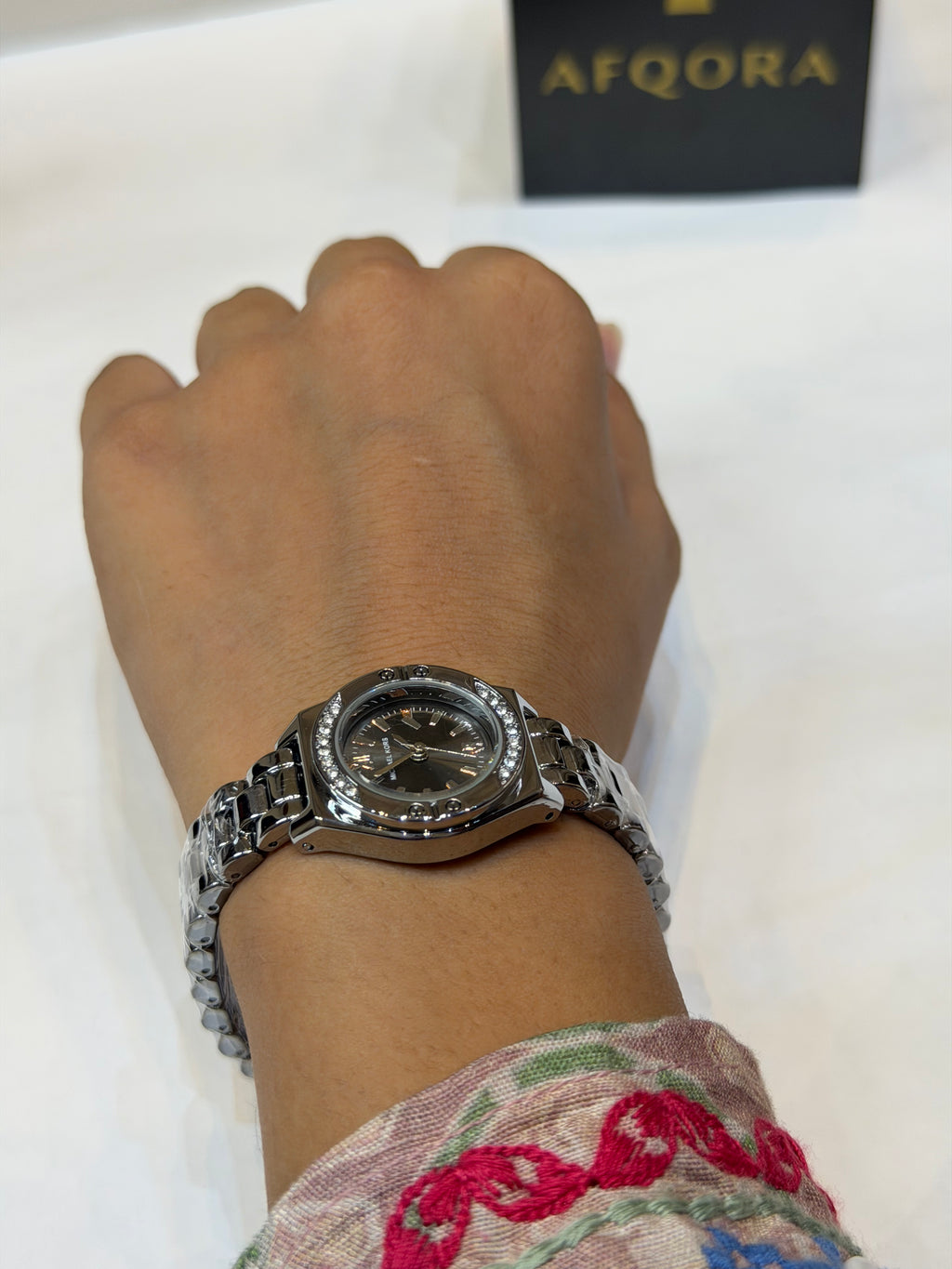 Petite Crystal Bezel Stainless Steel Analog
