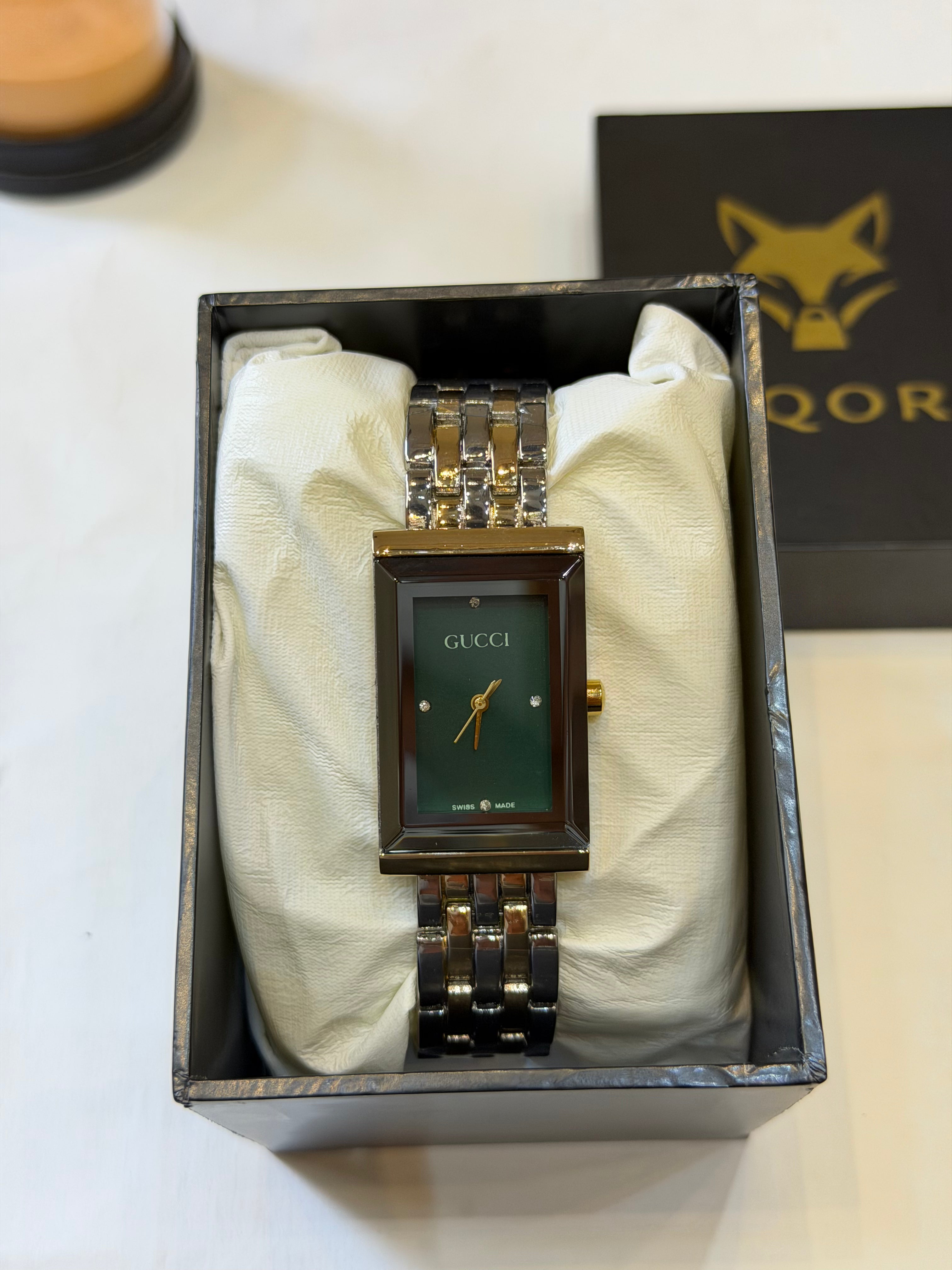 Gucci Dark Square Dial Dress Watch
