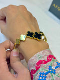 Gold-Plated Four-Leaf Clover Bangle